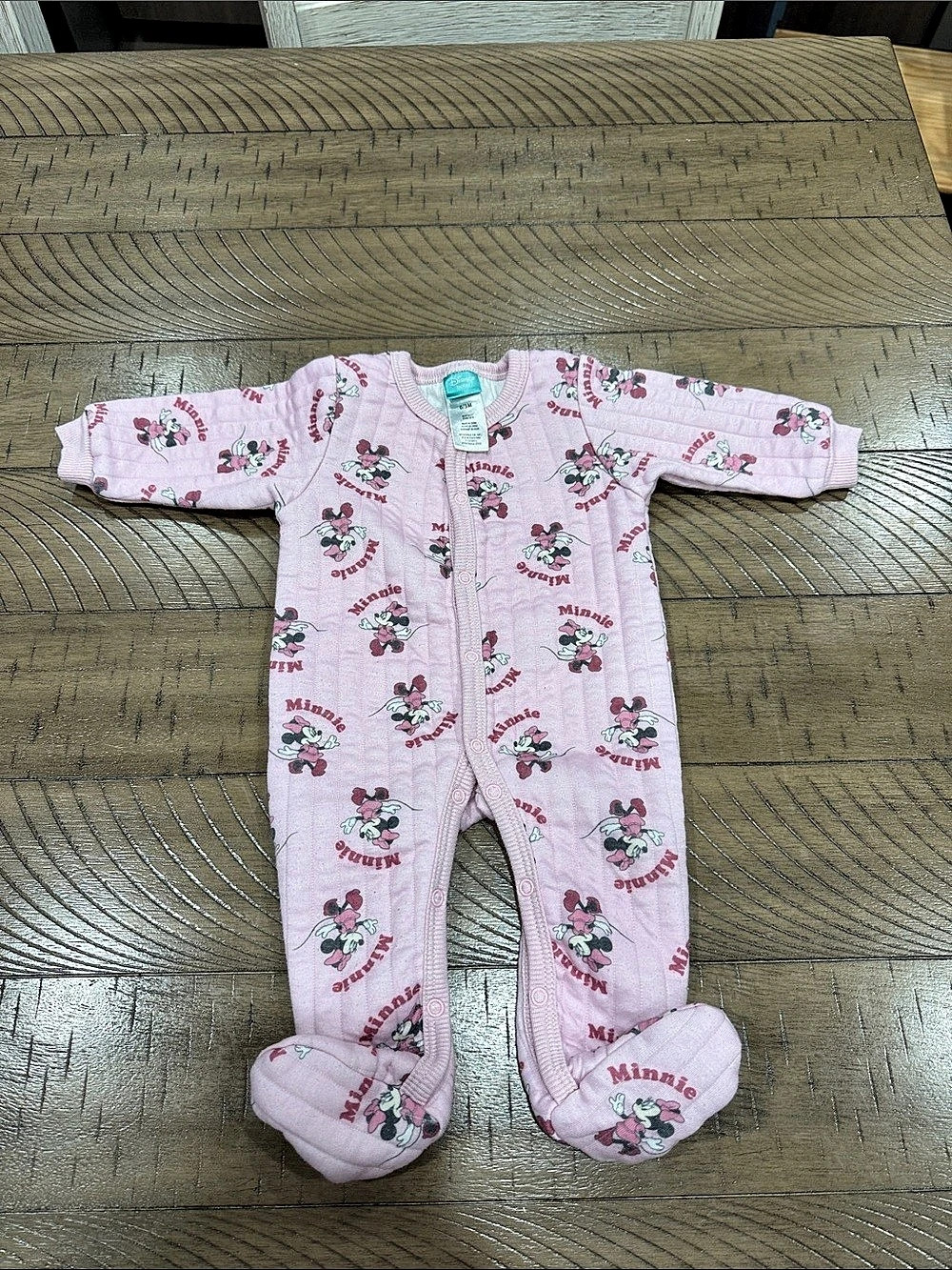 Disney Minnie Mouse Pink Footed Sleeper Baby 0/3M Like New